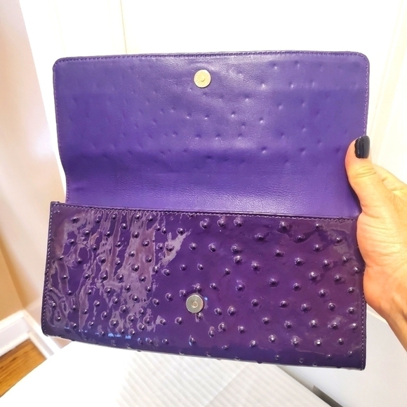 Michael Kors Deep Purple Embossed Patent Leather Clutch